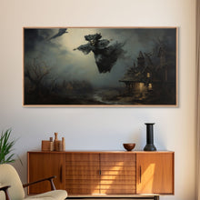 Cargar imagen en el visor de la galería, Cool Witch Art, The Flying Witch, Framed Canvas Print, Halloween Wall Art, Horror Prints, Halloween Decoration, Witch Print, Witchy Art
