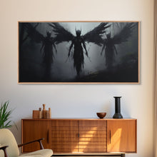 Carregar imagem no visualizador da galeria, Fallen Angels Canvas Print, Framed Wall Art, Halloween Decor, Angelic Art, Halloween Art Prints, Charcoal Sketch, Unique Wall Decor
