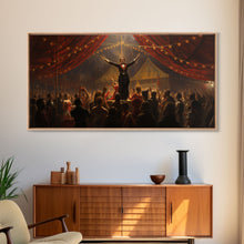 Load image into Gallery viewer, The Cursed Circus, Unique Halloween Art, Framed Canvas Print, Halloween Poster Art, Horror Prints
