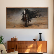Load image into Gallery viewer, Death Rides A Pale Horse, Framed Canvas Print, Cowboy Grim Reaper, Spooky Halloween Art Print
