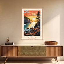 Carregar imagem no visualizador da galeria, Acadia National Park, Framed Wall Art Canvas Print, Travel Poster, Travel Art, Roadtrip Decor, Cool Wall Art, Retro State Park Art
