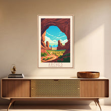 Carregar imagem no visualizador da galeria, Arches National Park Utah Travel Art, National Park Print, Minimalist Travel Art, Midcentury Modern Style Landscape Painting
