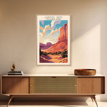 Carregar imagem no visualizador da galeria, Capitol Reef National Park Utah Travel Art, National Park Print, Minimalist Travel Art, Midcentury Modern Style Landscape Painting
