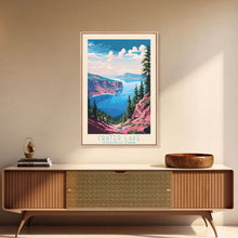 Load image into Gallery viewer, Crater Lake National Park Travel Poster Print, Canvas Print Wall Art, Oregon Travel Art, Midcentury Modern Travel Decor
