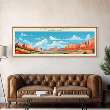 Carregar imagem no visualizador da galeria, Capitol Reef National Park, Panoramic Utah Travel Art, National Park Print, Minimalist Travel Art, Midcentury Modern Style Landscape

