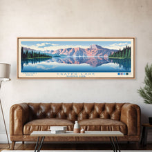 Load image into Gallery viewer, Crater Lake National Park, Panoramic Oregon Travel Art, National Park Print, Minimalist Travel Art, Midcentury Modern Style Landscape

