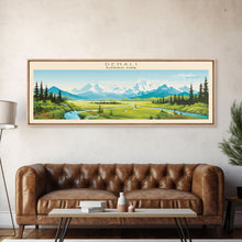 Load image into Gallery viewer, Denali National Park, Panoramic Alaska Travel Art, National Park Print, Minimalist Travel Art, Midcentury Modern Style Landscape

