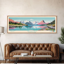 Carregar imagem no visualizador da galeria, Glacier National Park, Panoramic Montana Travel Art, National Park Print, Minimalist Travel Art, Midcentury Modern Style Landscape
