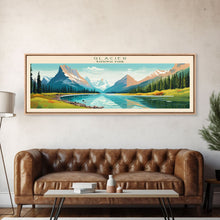 Carregar imagem no visualizador da galeria, Glacier National Park, Panoramic Montana Travel Art, National Park Print, Minimalist Travel Art, Midcentury Modern Style Landscape
