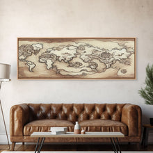 Load image into Gallery viewer, RPG World Map Concept Art, Ready To Hang Canvas Print, Panoramic Art, Extra Wide Wall Decor, Cool Mancave Art, D&amp;D, DND
