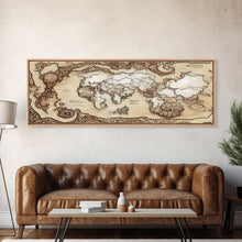 Load image into Gallery viewer, D&amp;D RPG World Map Concept Art, Ready To Hang Canvas Print, Panoramic Art, Extra Wide Wall Decor, Cool Mancave Art, DND
