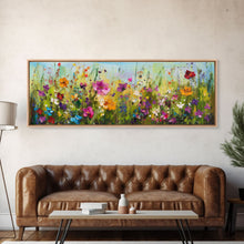 Carregar imagem no visualizador da galeria, Framed Canvas Print of Original painting, Large wall art, Boho wall décor, Flower painting, Home decor, Modern art, Bedroom decor, Panoramic

