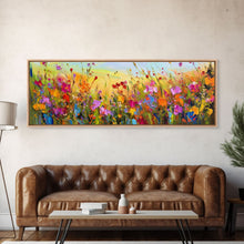 Carregar imagem no visualizador da galeria, Framed Canvas Print of Original painting, Large wall art, Boho wall décor, Flower painting, Home decor, Modern art, Bedroom decor, Panoramic
