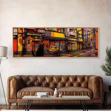 Carregar imagem no visualizador da galeria, Black Cat Art Print, Framed Wall Art, Punk Cart Art, This Cat Is From The Streets, Colorful Cat  Lover Art
