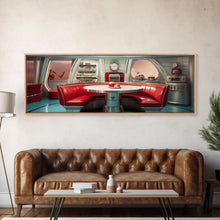 Carregar imagem no visualizador da galeria, Atomic Age Scifi Style 1950s Diner Booth Wall Art, Framed Canvas Print, MCM, Midcentury Modern Wall Art, Diner Decor
