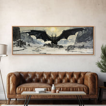 Load image into Gallery viewer, Panoramic Of a Dragon, Framed Canvas Print, Fantasy Decor, Fantasy Dragon Painting
