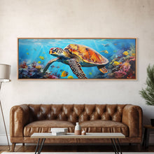 Load image into Gallery viewer, Sea Turtle Framed Canvas Print, Beautiful Sea Turtle Wall Art, Sea Turtle Print, Nursery Decor, Nursery Wall Art
