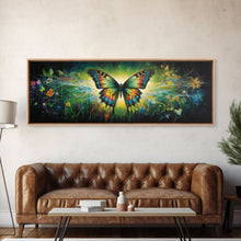 Cargar imagen en el visor de la galería, Panoramic Extra Wide Butterfly Wall Art Canvas Print, Framed Wall Art, Girl&#39;s Room Decor, Kid Room Art, Christmas Gift
