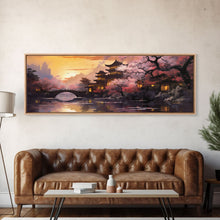 Load image into Gallery viewer, Dawn In Kyoto, Japan - Framed Canvas Print - Panoramic Painting Wall Art - Cute Wall Decor - Japanese Style Art
