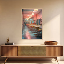 Load image into Gallery viewer, Diner, Coffee Shop Wall Art, Retro Wall Art, Canvas Print, Wall Hanging, Portrait Art, Kitchen Wall Decor, Kitchen Art, Moving Gift
