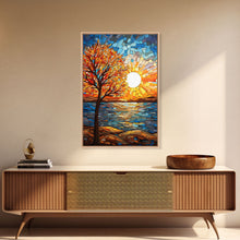 Carregar imagem no visualizador da galeria, Abstract Art, Tree Wall Art, Ocean Wall Art, Sunset, Canvas Print, Wall Hanging, Portrait Art, Nature Print, Office Decor, Entryway Prints
