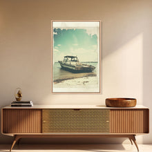 Load image into Gallery viewer, Boat Wall Art, Beach Wall Art, Coastal Wall Art, Canvas Print, Wall Hanging, Portrait Art, Home Wall Decor, Office Wall Art, Unique Gift
