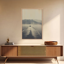 Load image into Gallery viewer, Boat Art, Black And White, Minimalist Wall Art, Mountain Wall Art, Canvas Print, Wall Hanging, Portrait Art, Nature Print, Nautical Print

