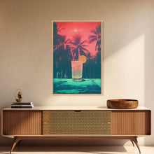Cargar imagen en el visor de la galería, Cocktail Wall Print, Palm Tree Wall Art, Tropical Wall Art, Beach Wall Art, Canvas Print, Wall Hanging, Portrait Art, Bar Decor, RV Wall Art
