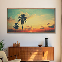Load image into Gallery viewer, Distressed Old Photo Of Miami Beaches In the 1980s - Framed Canvas Print - Photography Print - Vaporwave Aesthetic Wall Art
