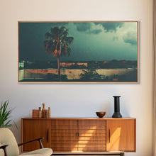 Carregar imagem no visualizador da galeria, A Miami Rain Storm, Framed Canvas Print, Liminal Art, Liminal Spaces, Framed Wall Art, Game Room Decor, Dark Moody Art
