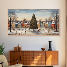 Cargar imagen en el visor de la galería, Christmas Tree In Town Square Framed Christmas Wall Art - Framed Christmas Art - Canvas Art - St. Nicholas - Winter Wonderland Centerpiece
