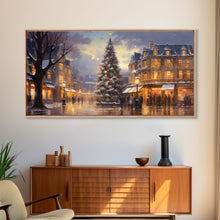 Cargar imagen en el visor de la galería, Christmas Tree In The Town Square - Winter Wonderland Canvas Print - Christmas Village - Christmas Decor - Winter Centerpiece

