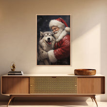 Cargar imagen en el visor de la galería, Santa Claus and his Alaskan Malamute, Christmas Wall Art, Dog Gift, Christmas Dog, Winter Wall Art, Santa Decor, Santa Art Print
