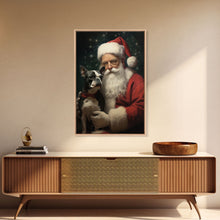 Carregar imagem no visualizador da galeria, Santa Claus And His Boston Terrier, Christmas Wall Art, Dog Gift, Christmas Dog, Winter Wall Art, Santa Decor, Santa Art Print, Cute Dog
