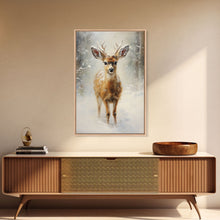 Carregar imagem no visualizador da galeria, Cute Buck Wearing A Santa Hat, Christmas Decor, Woodland Animals, Christmas Wall Art, Winter Decor, Holiday Decor, Seasonal Decor, Cute Deer
