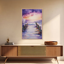 Carregar imagem no visualizador da galeria, Beach Christmas Decor, Framed Canvas Print, Christmas At The Beach, Nautical / Tropical Holiday Wall Art
