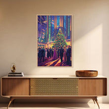 Load image into Gallery viewer, Elegant Christmas Ball Scene with Large Decorated Tree and Holiday Party, Perfect for Framed Canvas Print and Christmas Wall Art
