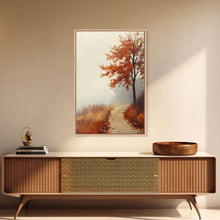 Load image into Gallery viewer, Framed Canvas Print of a Cozy Autumn Path with Trees and Fall Leaves, Rustic Country Decor, Moody Landscape Art, Best Gift Idea, Fall Decor
