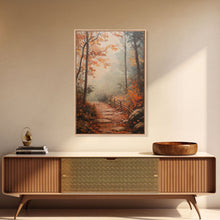 Load image into Gallery viewer, Framed Canvas Print of a Fall Path with Fence and Trees, Autumn Wall Art, Rustic Country Decor, Best Gift Idea, Modern Farmhouse Fall Decor
