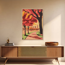 Carregar imagem no visualizador da galeria, Canvas Print of City Park with Autumn Trees and Path, Seasonal Wall Art, Modern Farmhouse Decor, Best Gift Idea, Fall Cityscape Art
