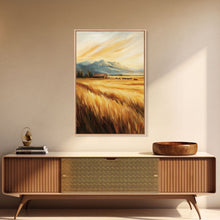 Load image into Gallery viewer, Cowboys Riding into the Sunset Framed Canvas Print, Dramatic Landscape with Riders Open Sky, Perfect Western Wall Art Fall Rustic Home Decor
