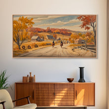 Load image into Gallery viewer, Framed Canvas Print Autumn Cowboy Riders in Fall Colors, Perfect Autumn Decor, Rustic Western Wall Art, and Seasonal Fall Wall Print
