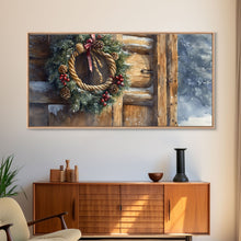 Cargar imagen en el visor de la galería, Christmas door decor, rustic Christmas decor, canvas print, Christmas decor wood, Christmas wall decor, holiday wall art
