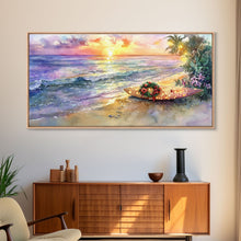 Cargar imagen en el visor de la galería, Christmas Surfboard Beach Decor Canvas Print | Tropical Coastal Christmas Art | Beach Christmas Wall Art | 2024 Holiday Decor | Gift Idea
