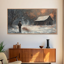 Load image into Gallery viewer, Cowboy On The Farm, Framed Canvas Print Fall Cowboy Wall Art Above Sofa Decor Moody Fall Western Wall Art
