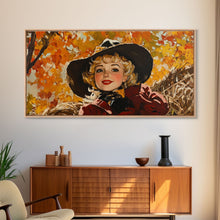 Carregar imagem no visualizador da galeria, Cute Fall Cowgirl Amongst The Autumn Leaves, Gift or Autumn Decor, Perfect Addition to Home and Office Interiors
