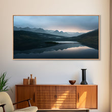 Carregar imagem no visualizador da galeria, Calm Reflection Of A Lake and Mountains, ready to hang canvas print wall art, Lakehouse Cabin Wall Decor
