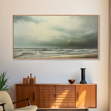 Carregar imagem no visualizador da galeria, Beach Wall Art, Framed Canvas Print, Newport Beach Art, Beach House Decor, Drab and Moody / Subdued Wall Art, A Stormy Day
