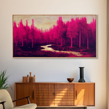 Cargar imagen en el visor de la galería, Fuchsia Forest, Surreal Abstract Trippy Psychedelic Art, Ready To Hang Canvas Print, Framed Wall Art
