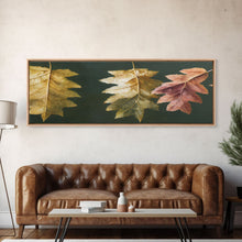Carregar imagem no visualizador da galeria, Fall Decor, Fall Leaves Panoramic Art, Extra Large Wall Art, Framed Panoramic Canvas Print, Framed Wall Art
